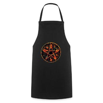 Pentagramme dans une couronne de flammes pentagramme brûlant - Tablier de cuisine - noir - Devant - AI Model Male 185 dark (185cm)