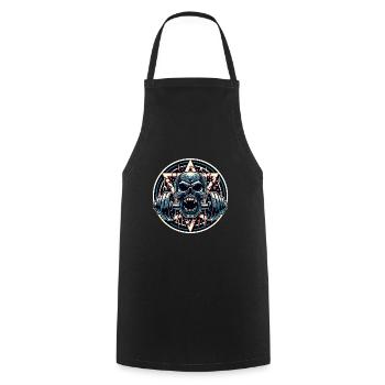 Crâne avec Pentagramme Entraînement Haltère Musculation - Tablier de cuisine - noir - Devant - AI Model Male 185 dark (185cm)