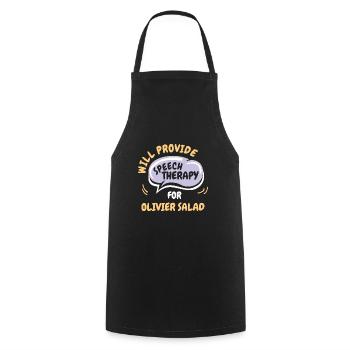 Provide Speech Therapy for Olivier Salad Funny - Cooking Apron - black - Front - AI Model Male 185 dark (185cm)
