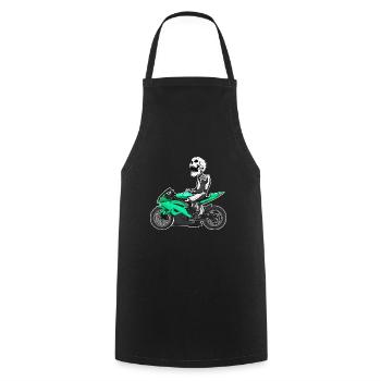Motorcycle Lifestyle / Motorcycle / Motorcycle biker - Cooking Apron - black - Front - AI Model Male 185 dark (185cm)