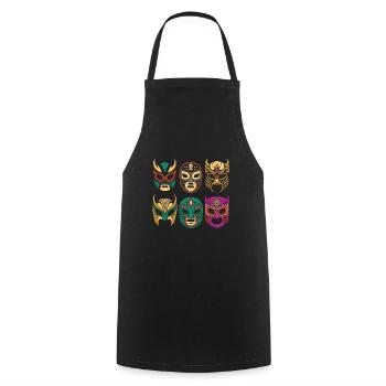 Masken der Legenden - Retro Lucha Libre - Kochschürze - Schwarz - Vorne - AI Model Male 185 dark (185cm)