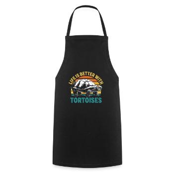 Retro Life Is Better With Tortoises Vintage Turtle - Cooking Apron - black - Front - AI Model Male 185 dark (185cm)