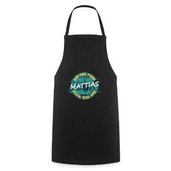 Cadeau pour Mattias - Tablier de cuisine - noir - Devant - AI Model Male 185 dark (185cm)