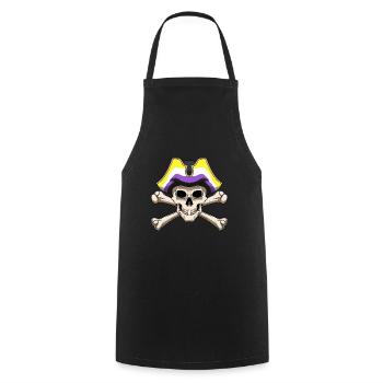 Lustige nicht-binäre Piraten-Jolly Roger - Kochschürze - Schwarz - Vorne - AI Model Male 185 dark (185cm)