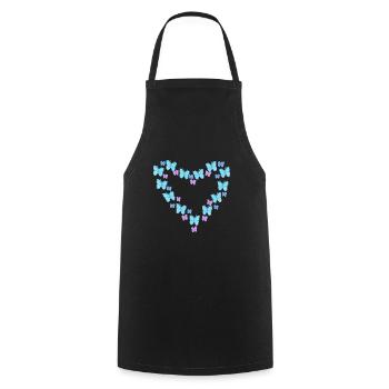 Cœur de papillon - Tablier de cuisine - noir - Devant - AI Model Male 185 dark (185cm)