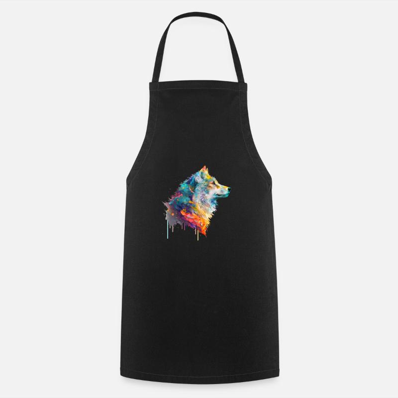 Aquarelle Loup - Tablier de cuisine - noir