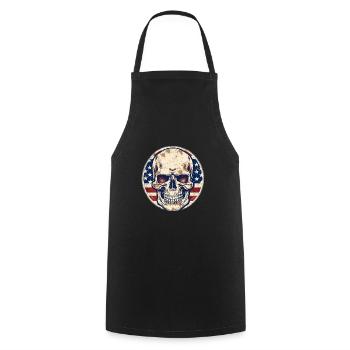 Crâne vintage de drapeau américain - Tablier de cuisine - noir - Devant - AI Model Male 185 dark (185cm)
