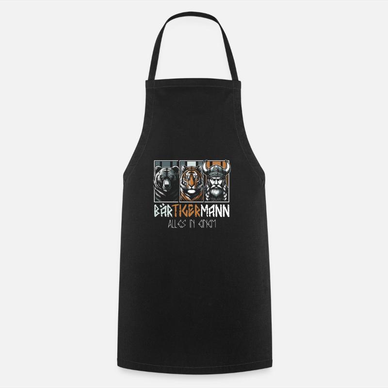 Bärtigermann Bär Tiger Mann Geschenk Bart - Kochschürze - Schwarz