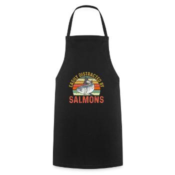 Pêche au saumon Pêcheur de saumon - Tablier de cuisine - noir - Devant - AI Model Male 185 dark (185cm)