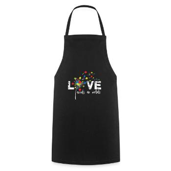 Love Needs No Words Autism - Cooking Apron - black - Front - AI Model Male 185 dark (185cm)
