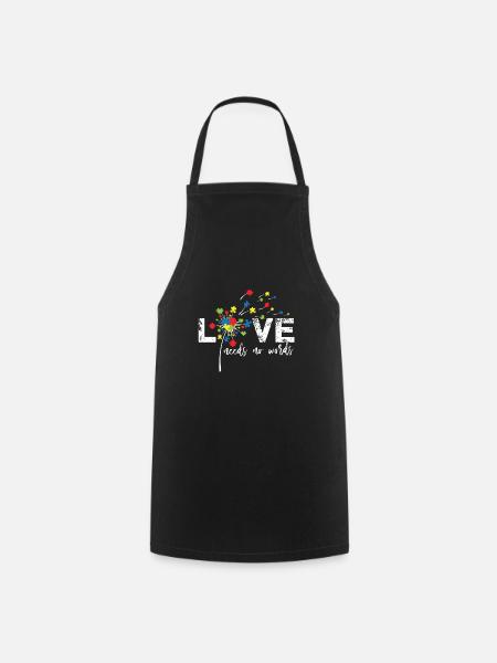 Love Needs No Words Autism - Cooking Apron - black
