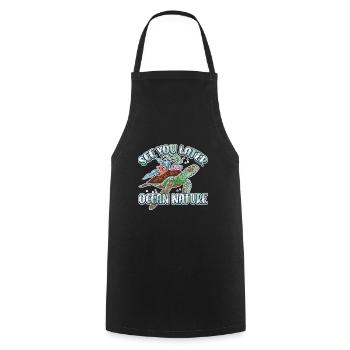 See You Later Ocean Nature Marine Biologist - Cooking Apron - black - Front - AI Model Male 185 dark (185cm)