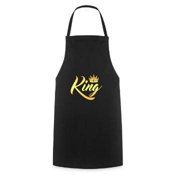King and Queen Couple - Cooking Apron - black - Front - AI Model Male 185 dark (185cm)