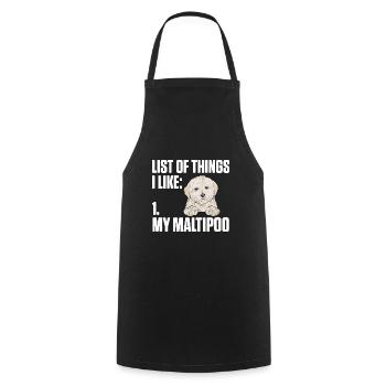 Chien Maltipoo - Tablier de cuisine - noir - Devant - AI Model Male 185 dark (185cm)