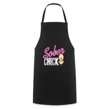 Sober Chick Retro Sobriety Funny Designs - Kochschürze - Schwarz - Vorne - AI Model Male 185 dark (185cm)