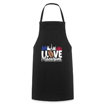 I Love Macaron Paris France Patisserie - Cooking Apron - black - Front - AI Model Male 185 dark (185cm)