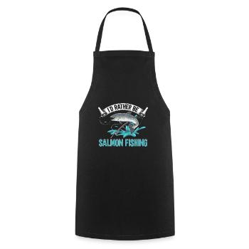 Pêche au saumon Pêcheur de saumon - Tablier de cuisine - noir - Devant - AI Model Male 185 dark (185cm)