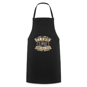Clerk Self Talk Expert Advice Humor - Cooking Apron - black - Front - AI Model Male 185 dark (185cm)