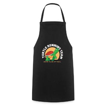 Turtle Running Team Nous Sommes Lents Comme Shell Drôle - Tablier de cuisine - noir - Devant - AI Model Male 185 dark (185cm)
