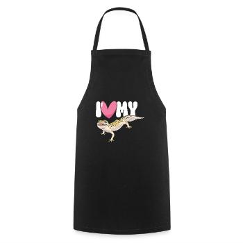 Leopard Gecko Reptile Pet Gecko - Cooking Apron - black - Front - AI Model Male 185 dark (185cm)