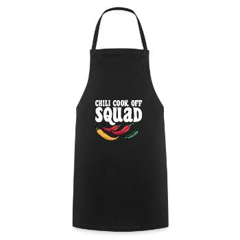 Funny Chili Cook Off Squad Hot Spicy Food Pepper - Cooking Apron - black - Front - AI Model Male 185 dark (185cm)