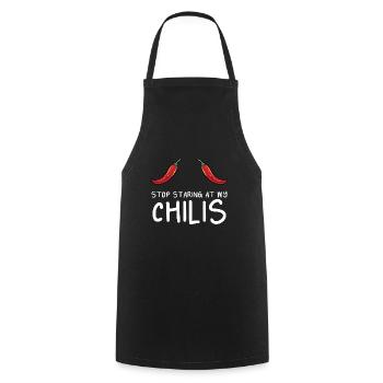 Funny Stop Staring At My Chilis Hot Spicy Food Red - Kochschürze - Schwarz - Vorne - AI Model Male 185 dark (185cm)