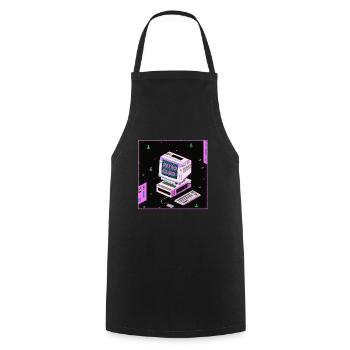 Retro computer from the 90s - Cooking Apron - black - Front - AI Model Male 185 dark (185cm)