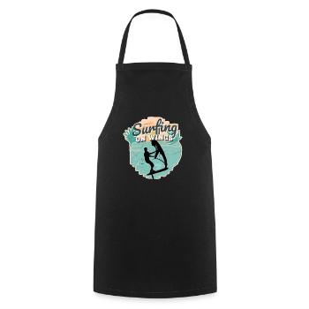 Surfing on Wings Hydrofoil Wingfoil Wingfoiling - Cooking Apron - black - Front - AI Model Male 185 dark (185cm)