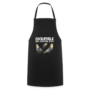 cockatiel cockatoo parrot bird gift - Cooking Apron - black - Front - AI Model Male 185 dark (185cm)
