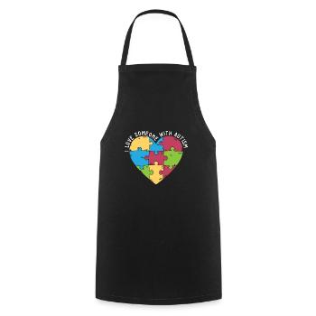 I Love Someone With Autism Awareness Month Puzzle - Cooking Apron - black - Front - AI Model Male 185 dark (185cm)