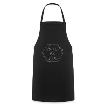 Save The Date Calligraphie Minimalisme - Tablier de cuisine - noir - Devant - AI Model Male 185 dark (185cm)