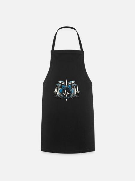 Cadeau Pour Batteur Battement De Coeur Batterie - Tablier de cuisine - noir