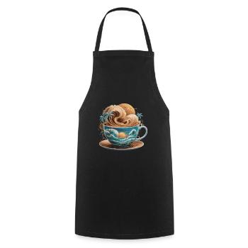 Tropical Beach Waves Kaffeetasse für eine - Kochschürze - Schwarz - Vorne - AI Model Male 185 dark (185cm)