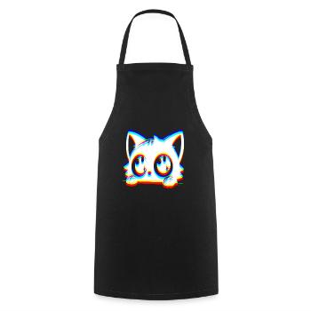 EDM Cat Glitch Style - Cooking Apron - black - Front - AI Model Male 185 dark (185cm)