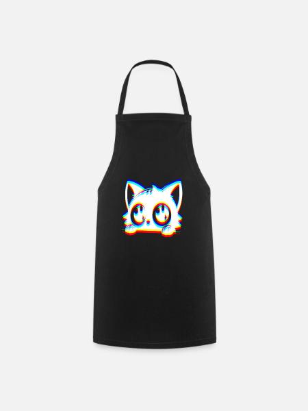 EDM Katze Glitch Style - Kochschürze - Schwarz