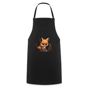 Fox Head Forest Animal Nature Trees - Cooking Apron - black - Front - AI Model Male 185 dark (185cm)