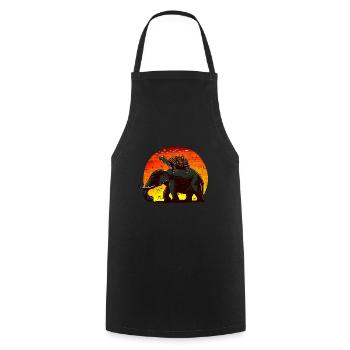 Elephant Turtle Sunset Design - Cooking Apron - black - Front - AI Model Male 185 dark (185cm)