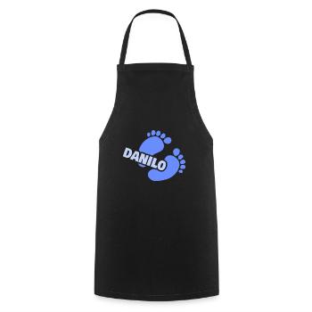 Naissance de Danilo - Tablier de cuisine - noir - Devant - AI Model Male 185 dark (185cm)