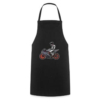 Motorcycle Lifestyle / Motorcycle / Motorcycle biker - Cooking Apron - black - Front - AI Model Male 185 dark (185cm)