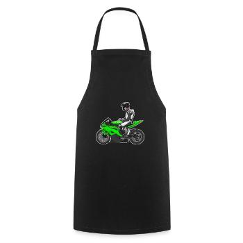Motorcycle Lifestyle / Motorcycle / Motorcycle biker - Cooking Apron - black - Front - AI Model Male 185 dark (185cm)
