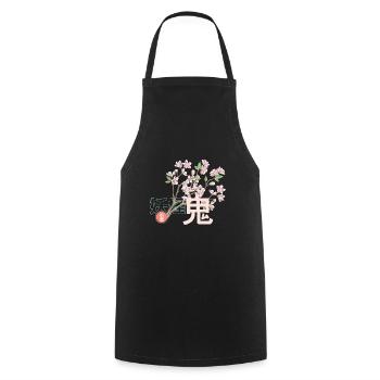 Fleur de cerisier japon - Tablier de cuisine - noir - Devant - AI Model Male 185 dark (185cm)