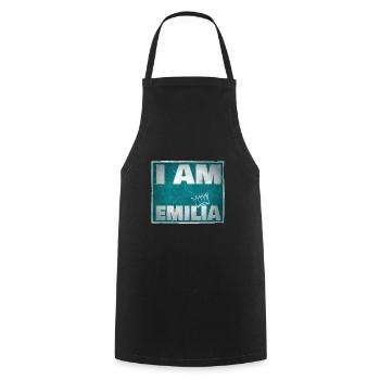 King Emilia Name - Cooking Apron - black - Front - AI Model Male 185 dark (185cm)