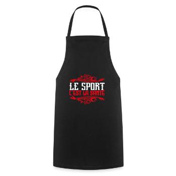 Sport | Le sport c est la Santé - Tablier de cuisine - noir - Devant - AI Model Male 185 dark (185cm)