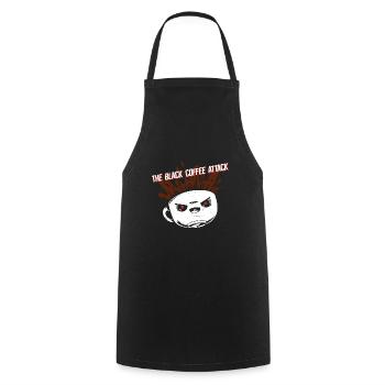Kaffee schwarz Attacke - Lustiges Cafe - Kochschürze - Schwarz - Vorne - AI Model Male 185 dark (185cm)