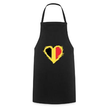 Belgium flag with heart - Cooking Apron - black - Front - AI Model Male 185 dark (185cm)