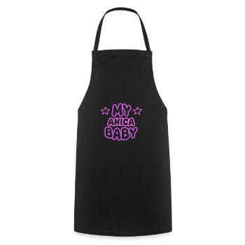 Anica comme prénom - Tablier de cuisine - noir - Devant - AI Model Male 185 dark (185cm)
