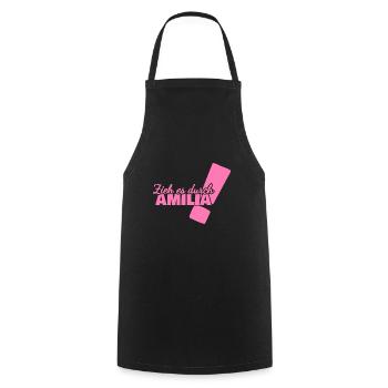 Prénom Amilia - Tablier de cuisine - noir - Devant - AI Model Male 185 dark (185cm)