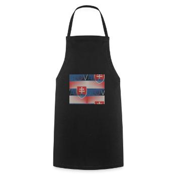 Slovakia Flag - Art Design - Cooking Apron - black - Front - AI Model Male 185 dark (185cm)