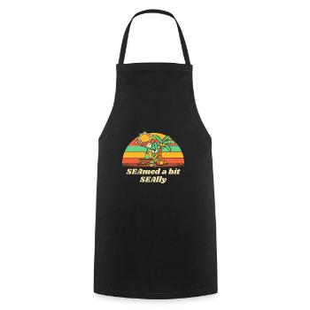 SEAmed a Bit SEAlly Beach Funny Ocean Humor - Cooking Apron - black - Front - AI Model Male 185 dark (185cm)