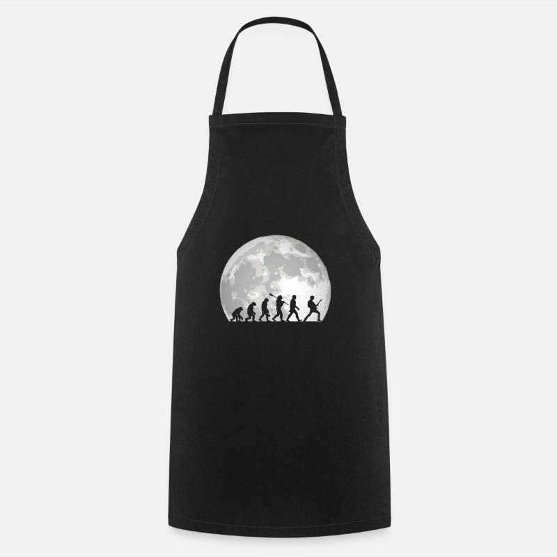 Human Evolution Guitar Band Moon Vintage Guitariste - Tablier de cuisine - noir